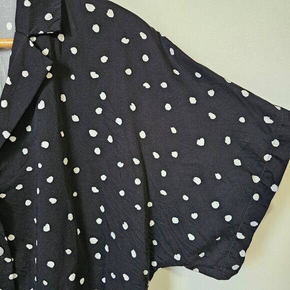 EUC WORN ONCE CLOTH & STONE ECOVERA BLACK WHITE DOTTED CROP SLOUCHY SHIRT TOP S - Picture 3 of 10